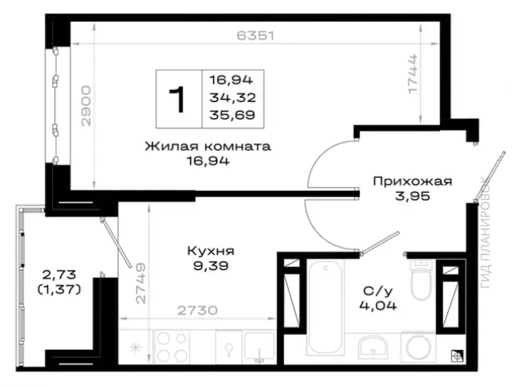1-комнатные